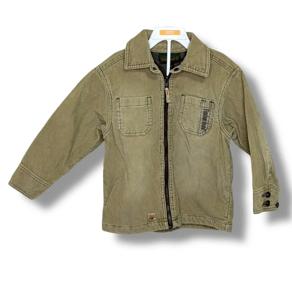 Y2K Timberland Corduroy Jacket 73 Graphic‎ Full Zip Tan Size 4 Grunge